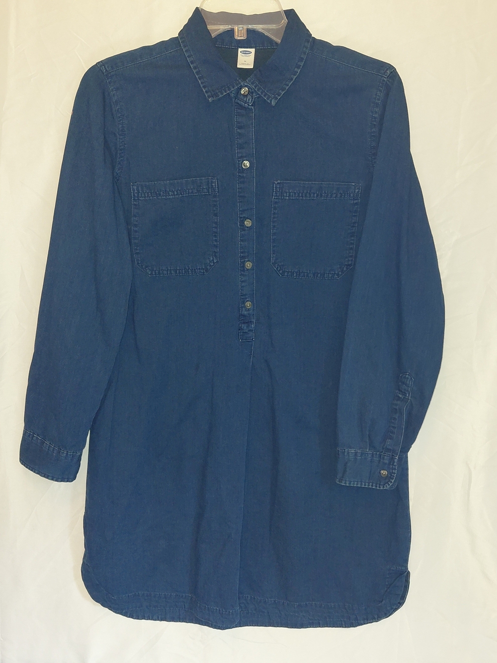 Old Navy Dark Blue Long Sleeve Denim Shirt Dress
